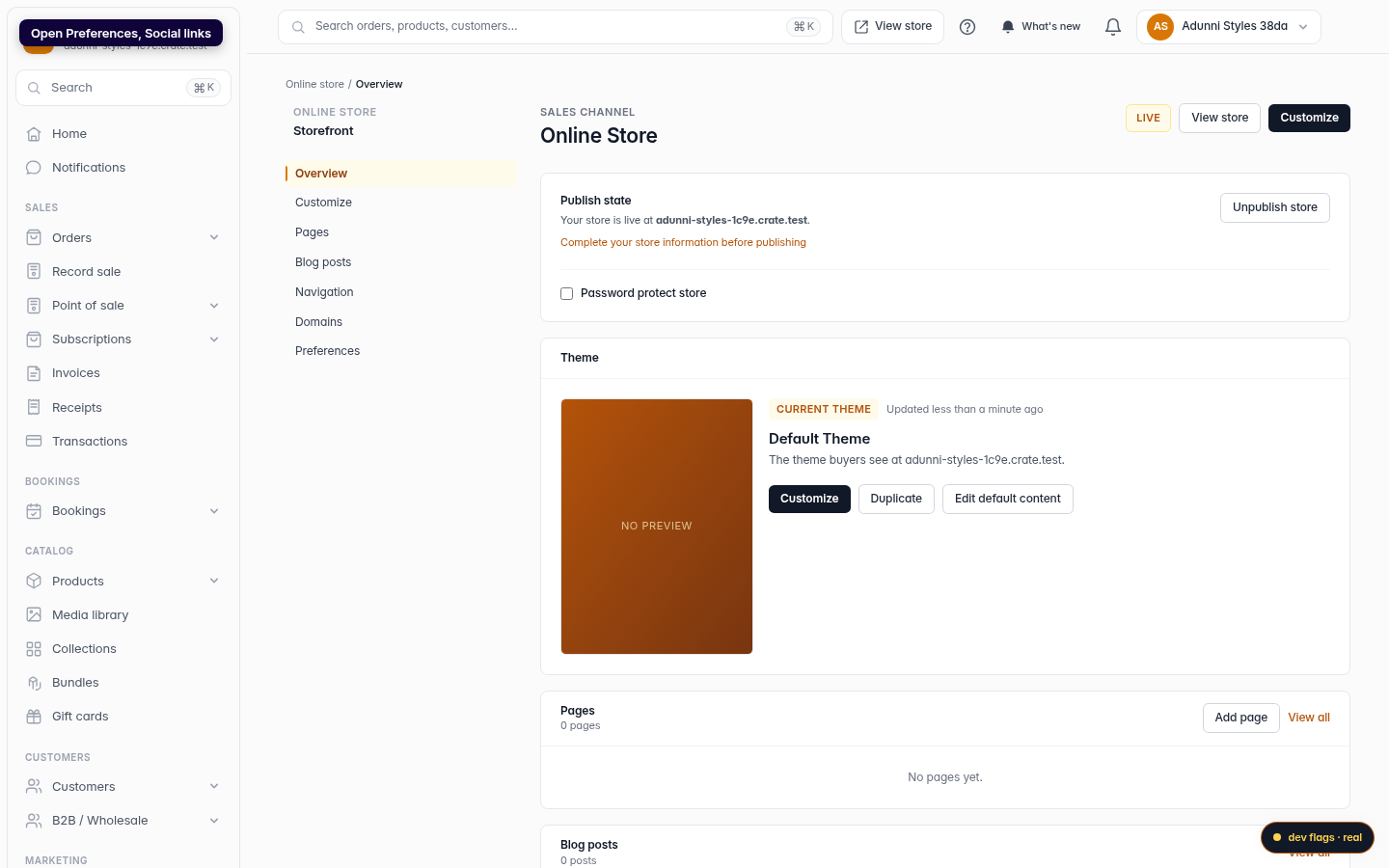 Add social media links to your store: step 2 (web)