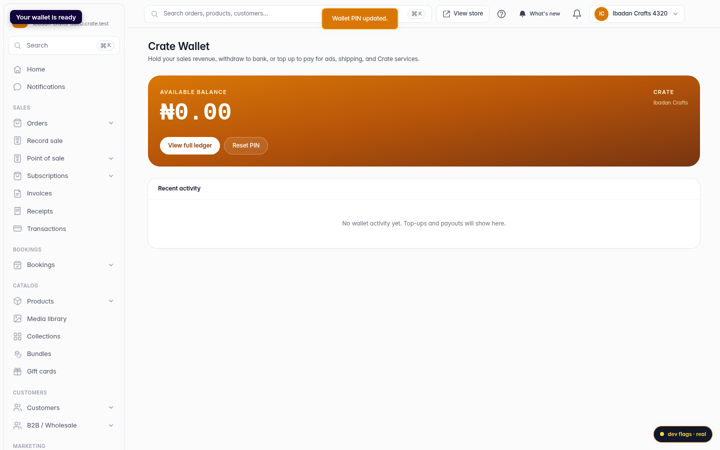 Set up your Crate Wallet: step 4 (web)