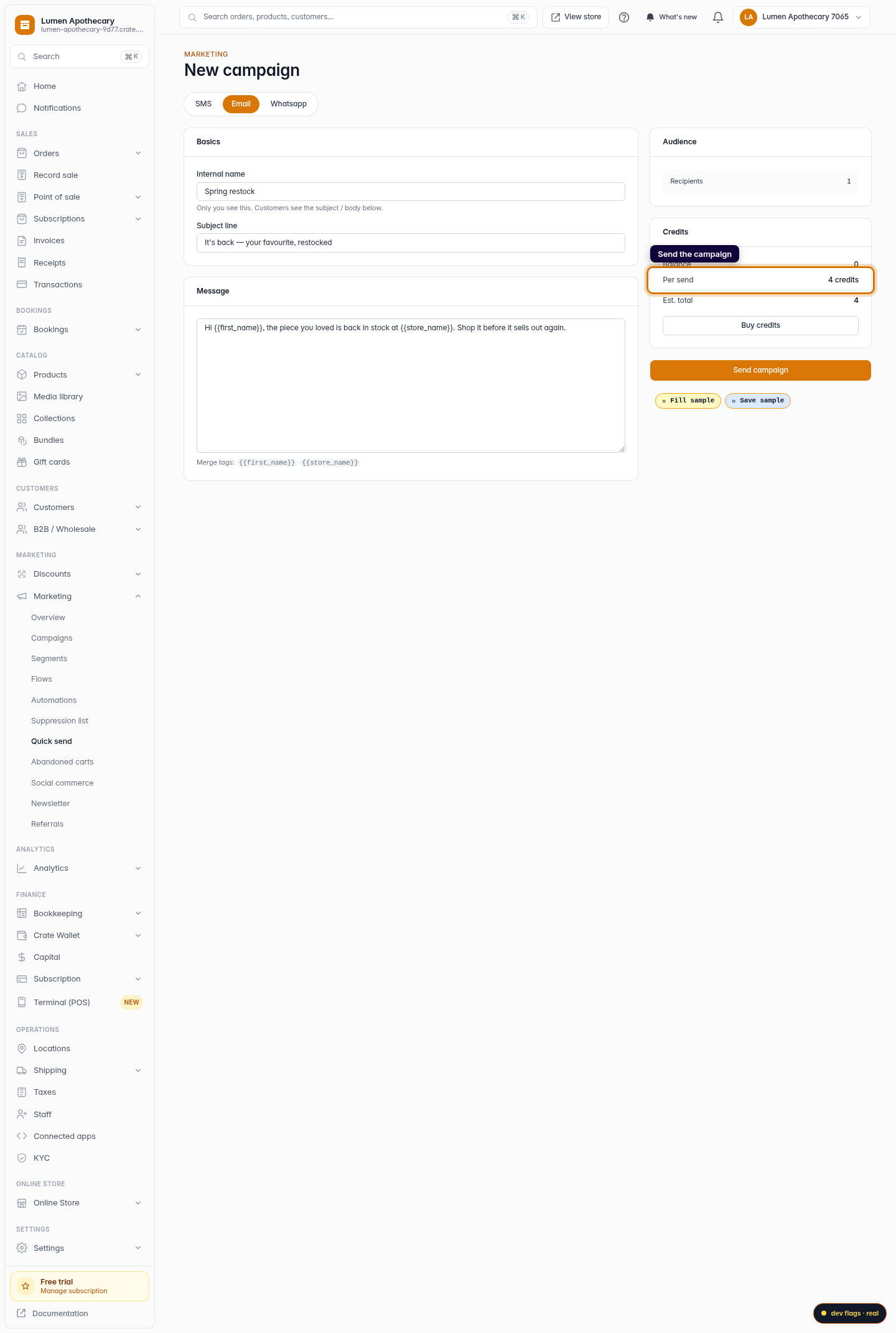 Create an email campaign: step 6 (web)