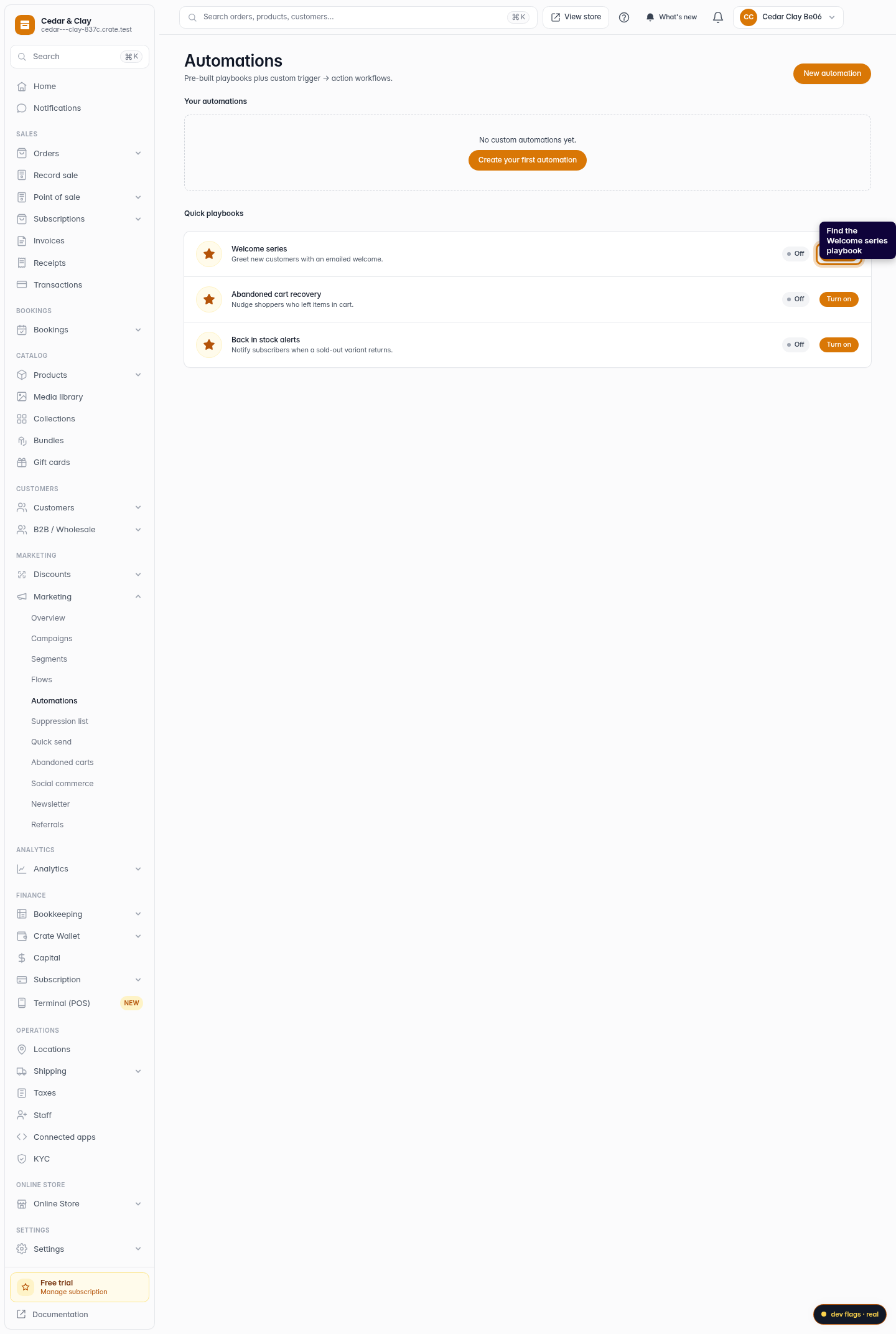 Turn on the welcome email: step 2 (web)