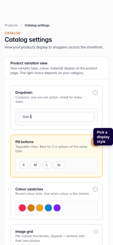 Customise how product variations display: step 3 (mobile)