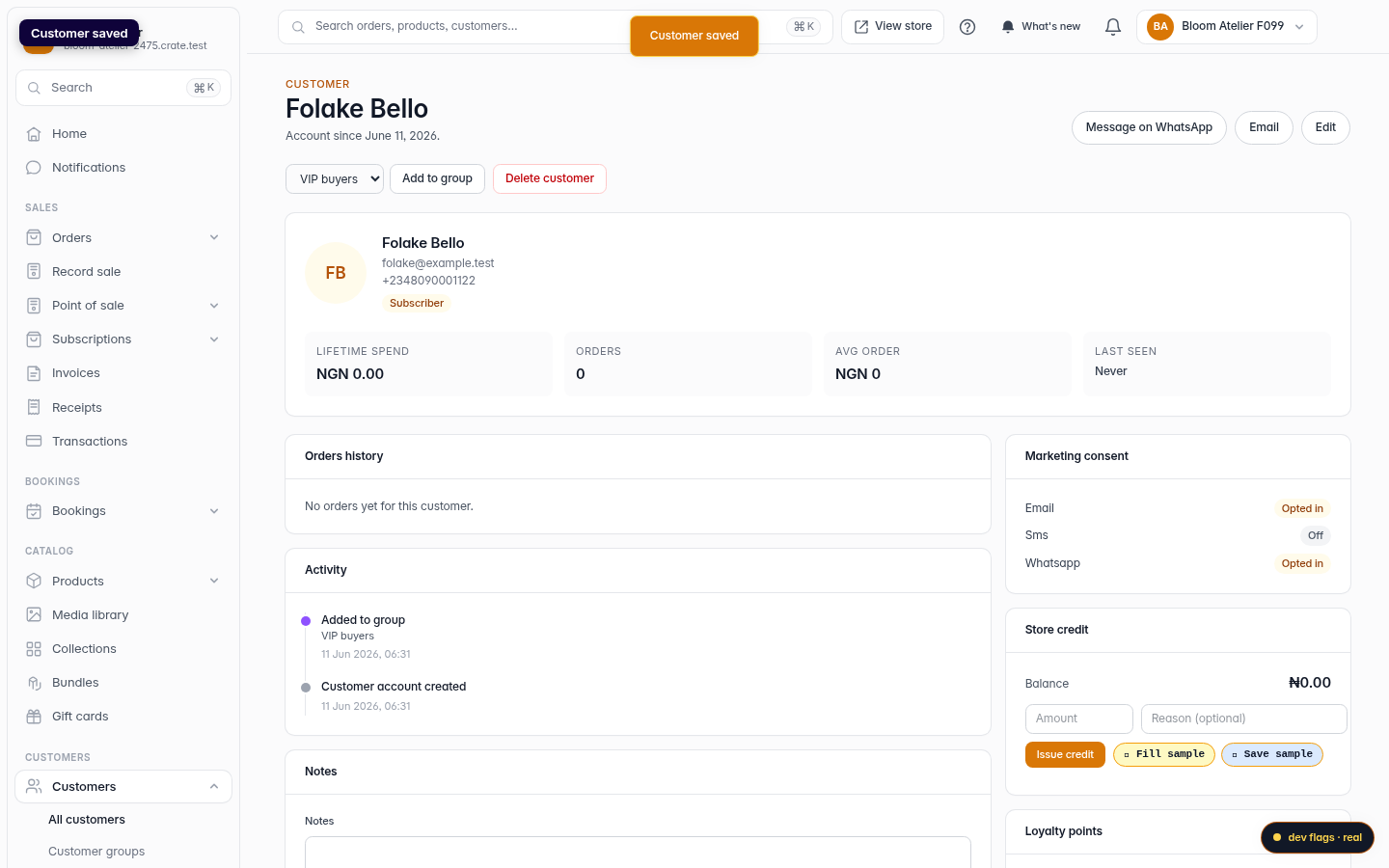 How to add a customer: step 6 (web)