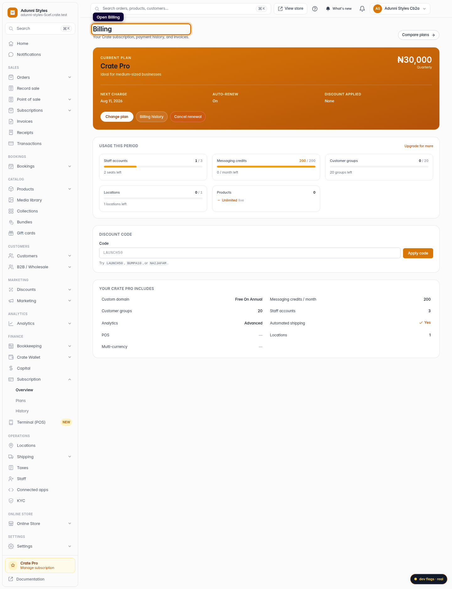 Apply a discount code to your subscription: step 1 (web)