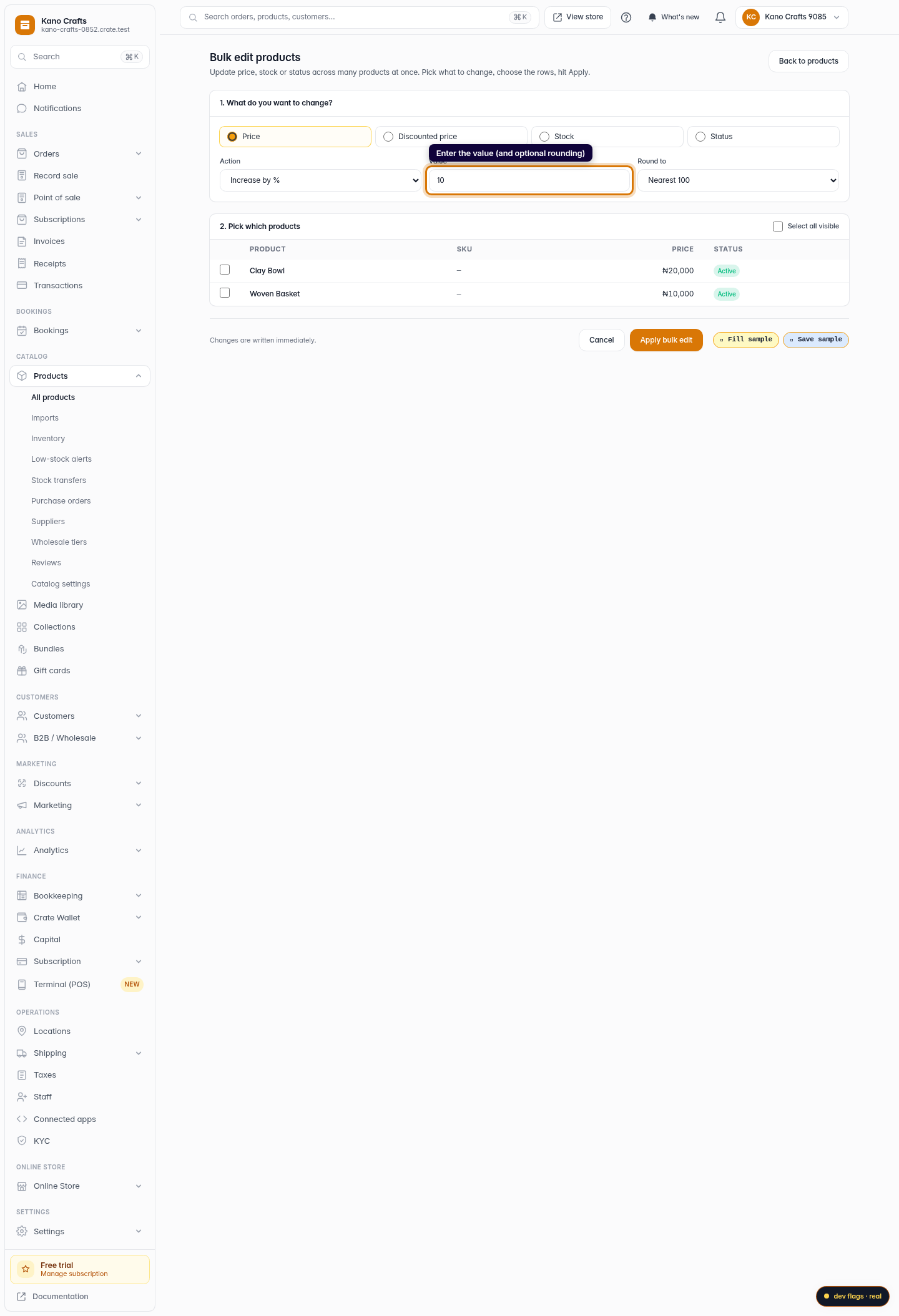 How to bulk edit products: step 4 (web)
