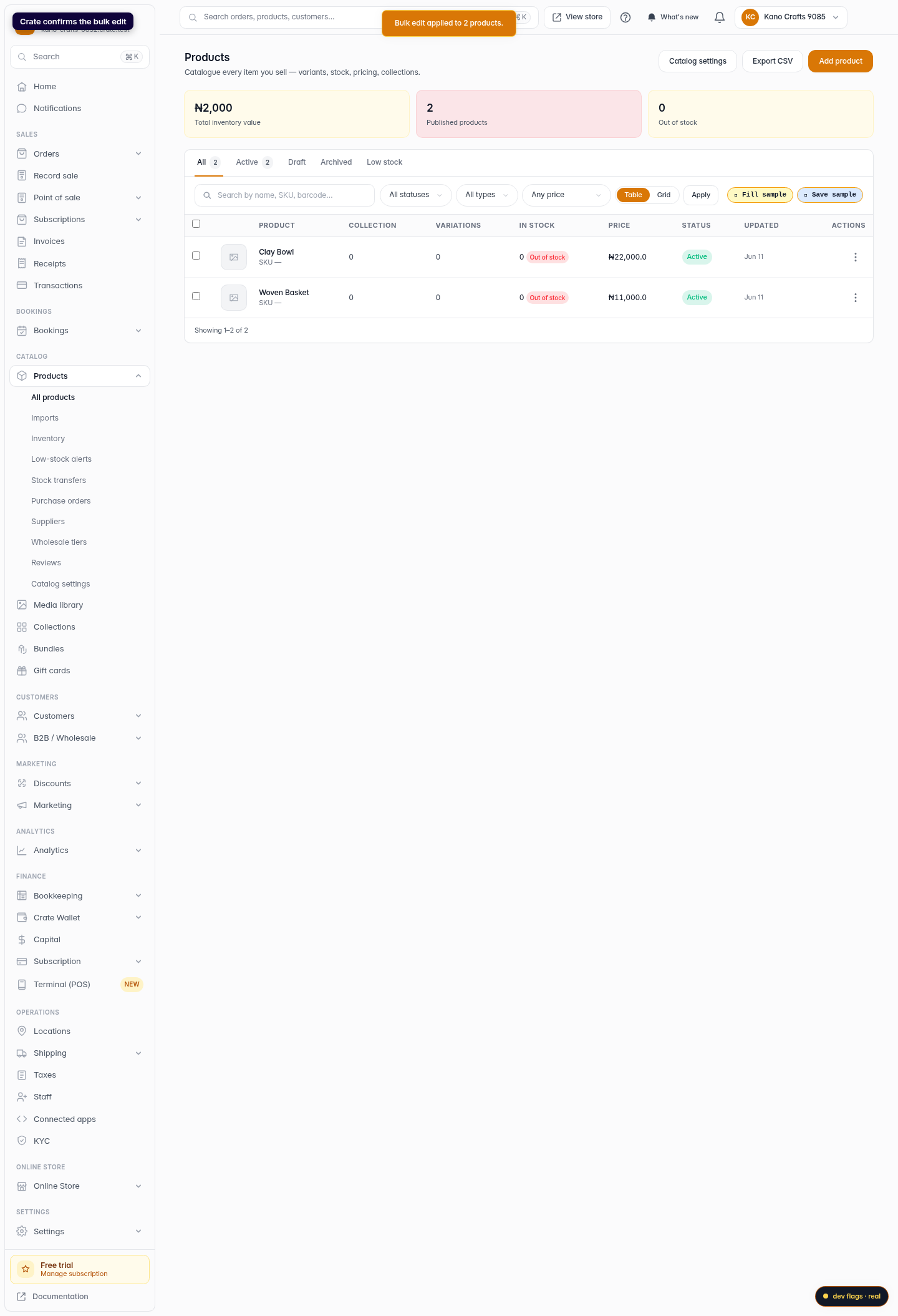 How to bulk edit products: step 6 (web)