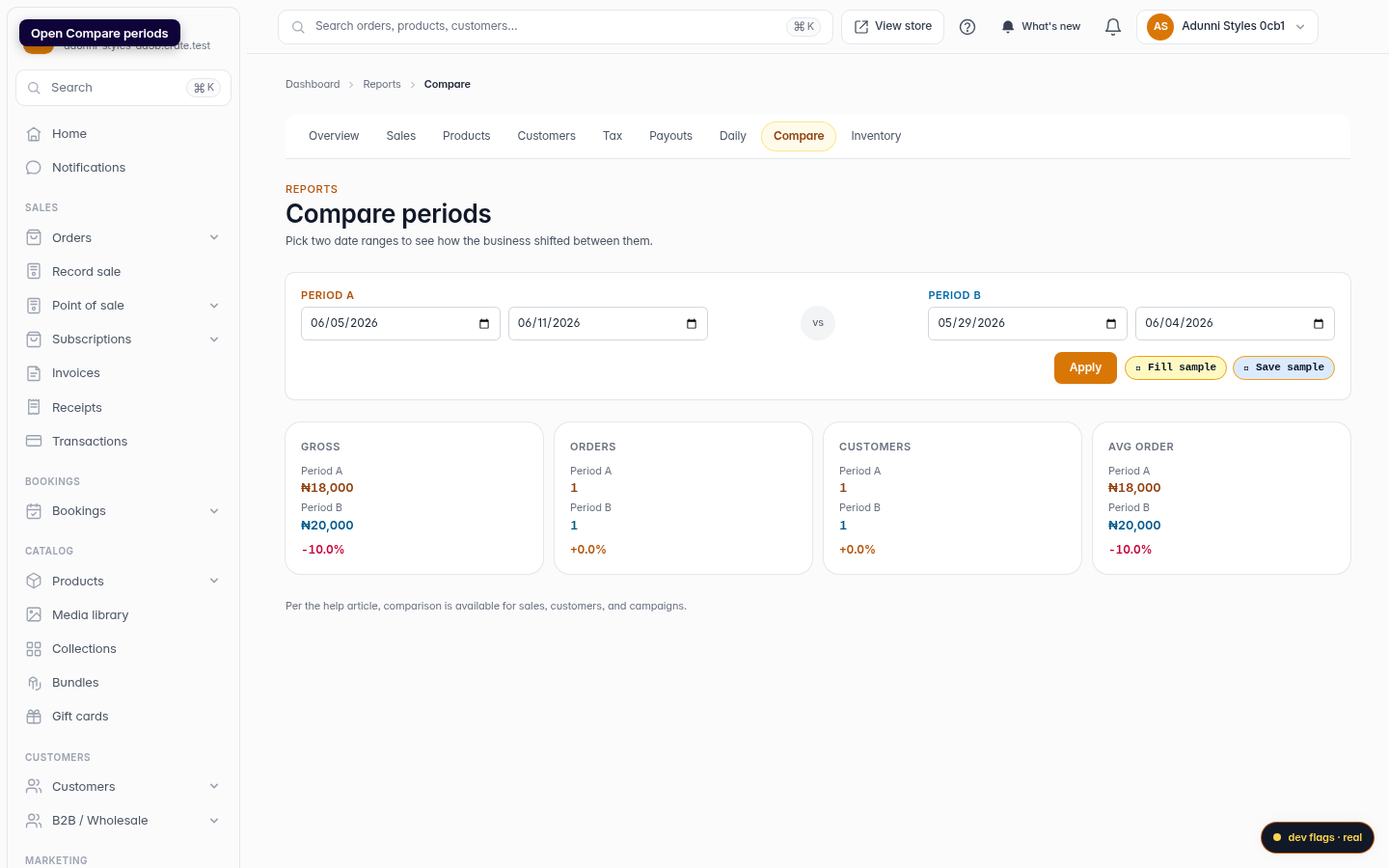 How To compare Analytics For Two Different Periods: step 2 (web)