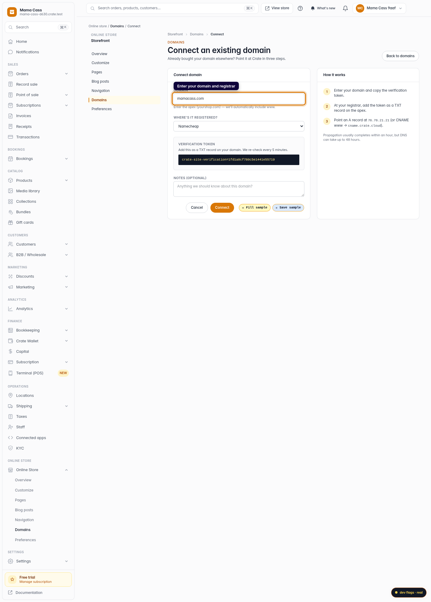 Integrate a domain you already own: step 3 (web)