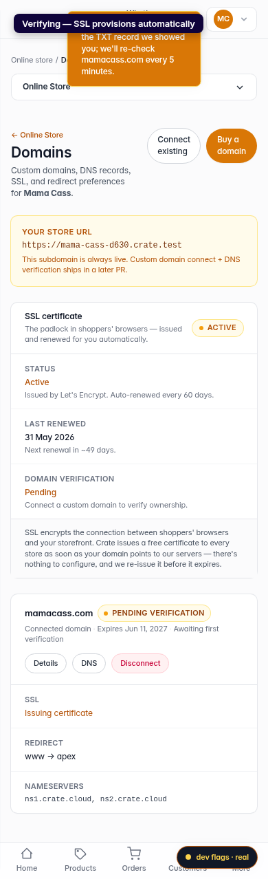 Integrate a domain you already own: step 6 (mobile)