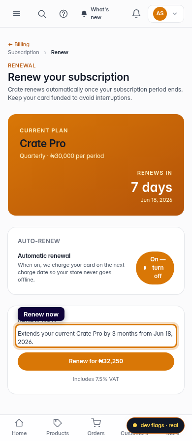 Renew your subscription: step 4 (mobile)