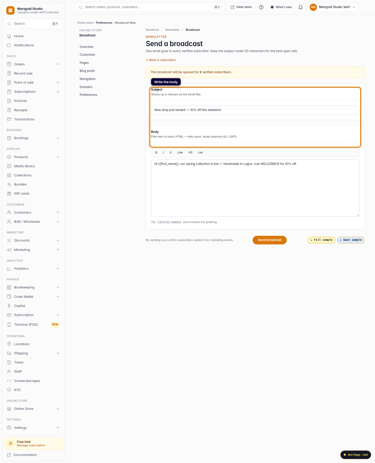 Email your newsletter subscribers: step 5 (web)