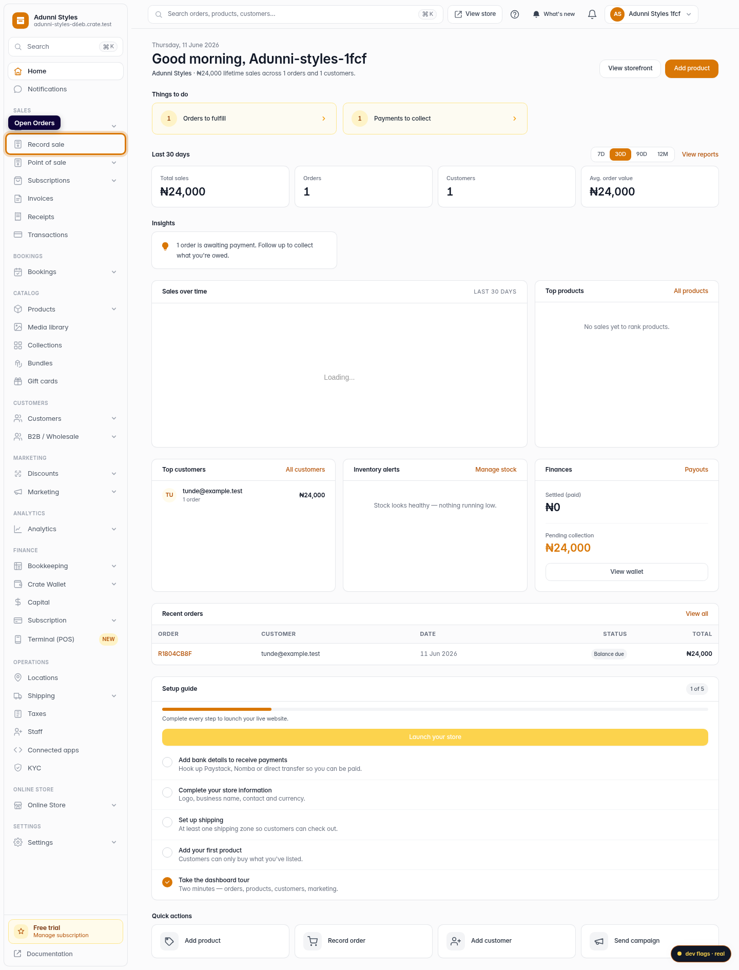 Mark a part-paid order as fully paid: step 1 (web)