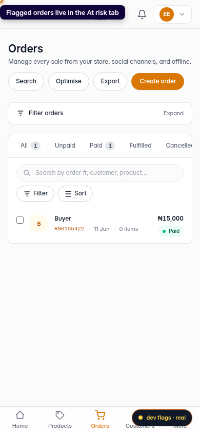 Attention orders — review, refund or fulfil: step 1 (mobile)