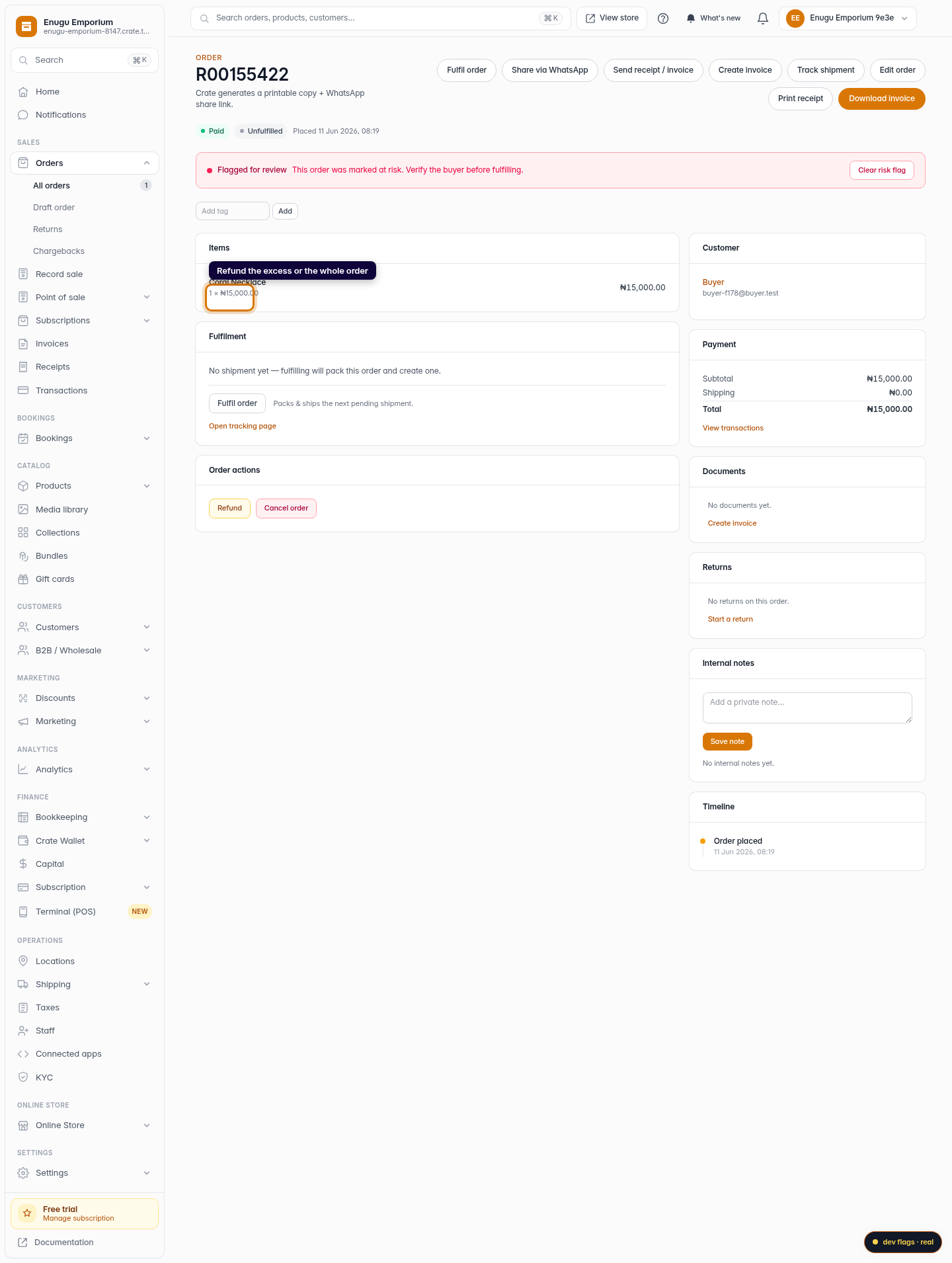 Attention orders — review, refund or fulfil: step 3 (web)