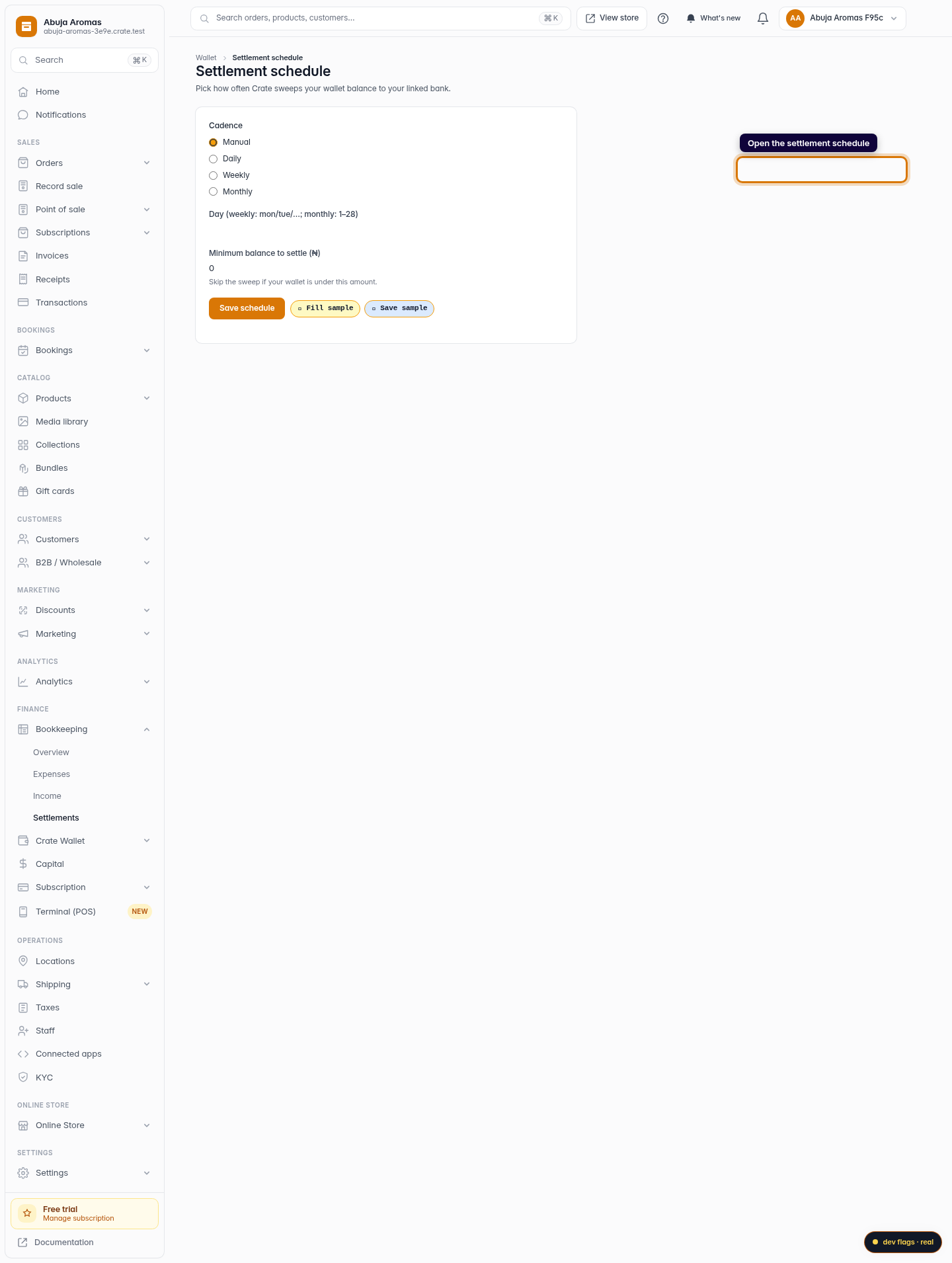 Settlements and remittance schedule: step 1 (web)