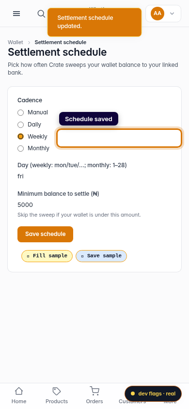 Settlements and remittance schedule: step 4 (mobile)