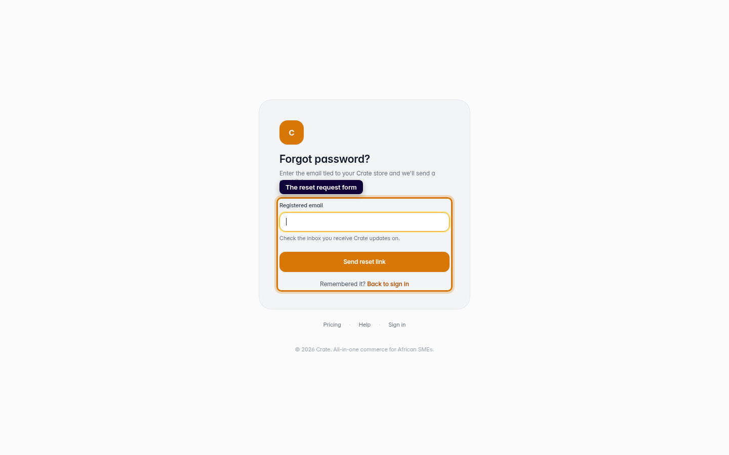 Reset a forgotten password: step 2 (web)