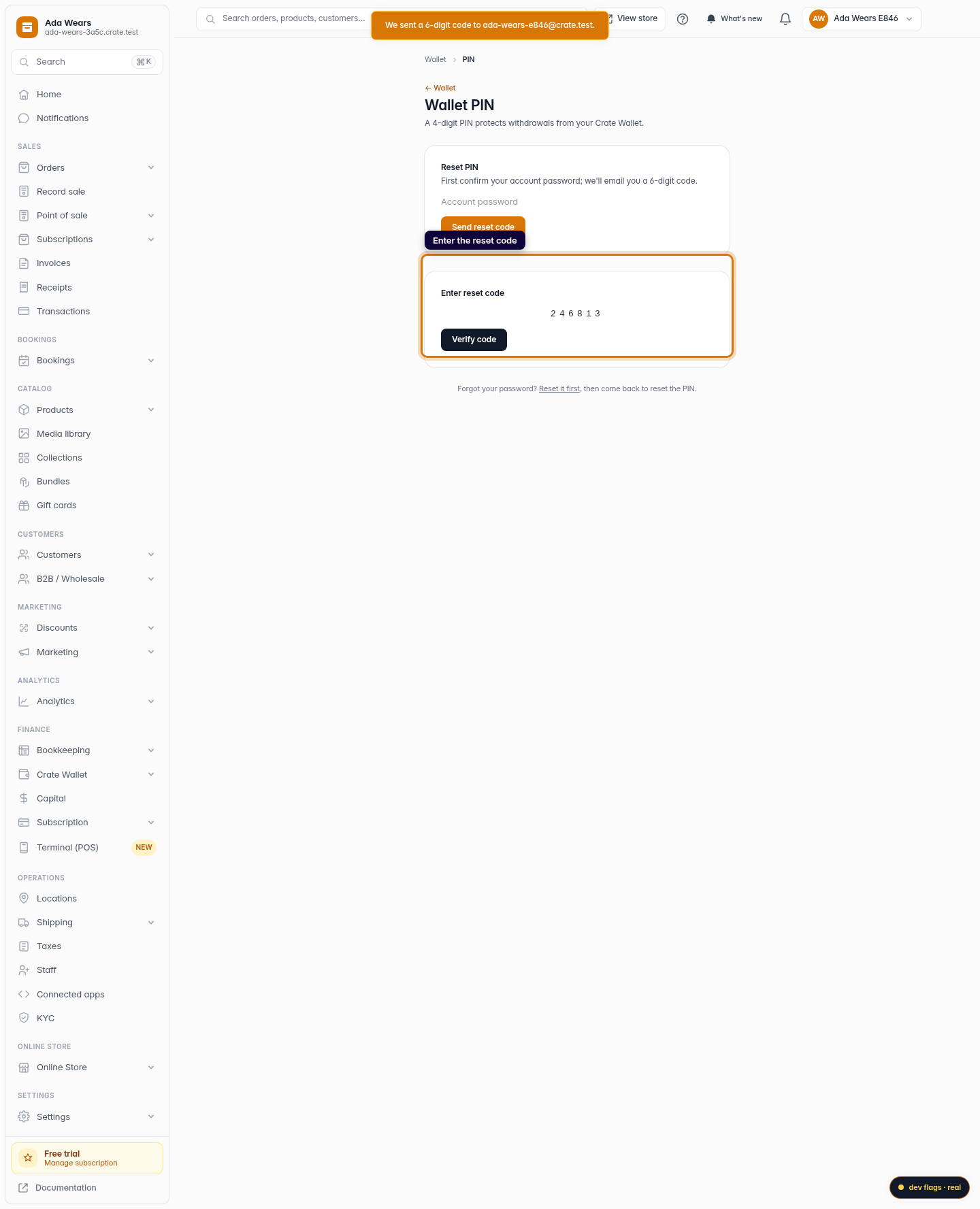 Reset your Wallet PIN: step 3 (web)