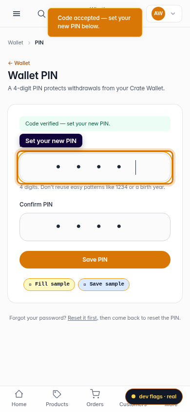 Reset your Wallet PIN: step 4 (mobile)