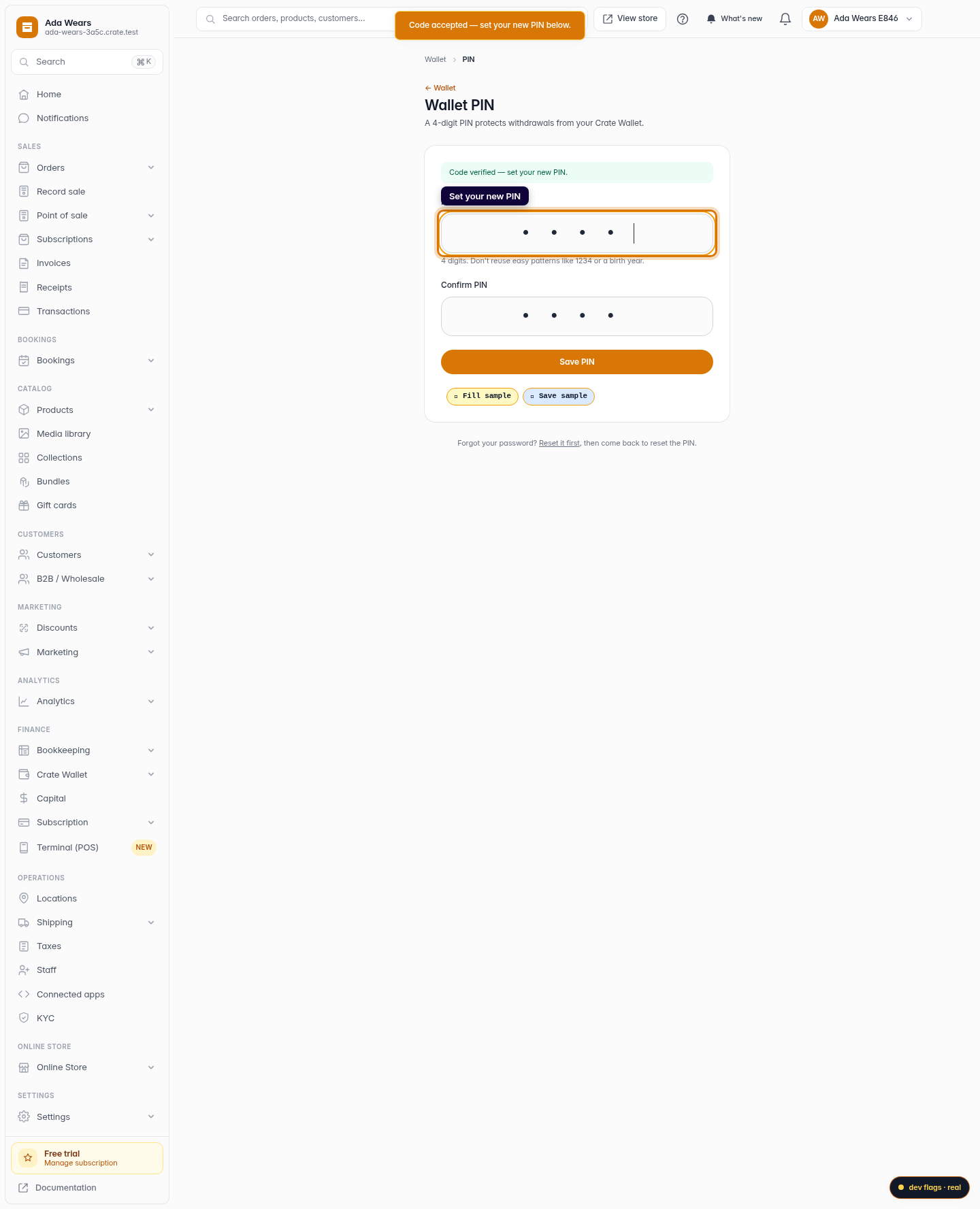 Reset your Wallet PIN: step 4 (web)