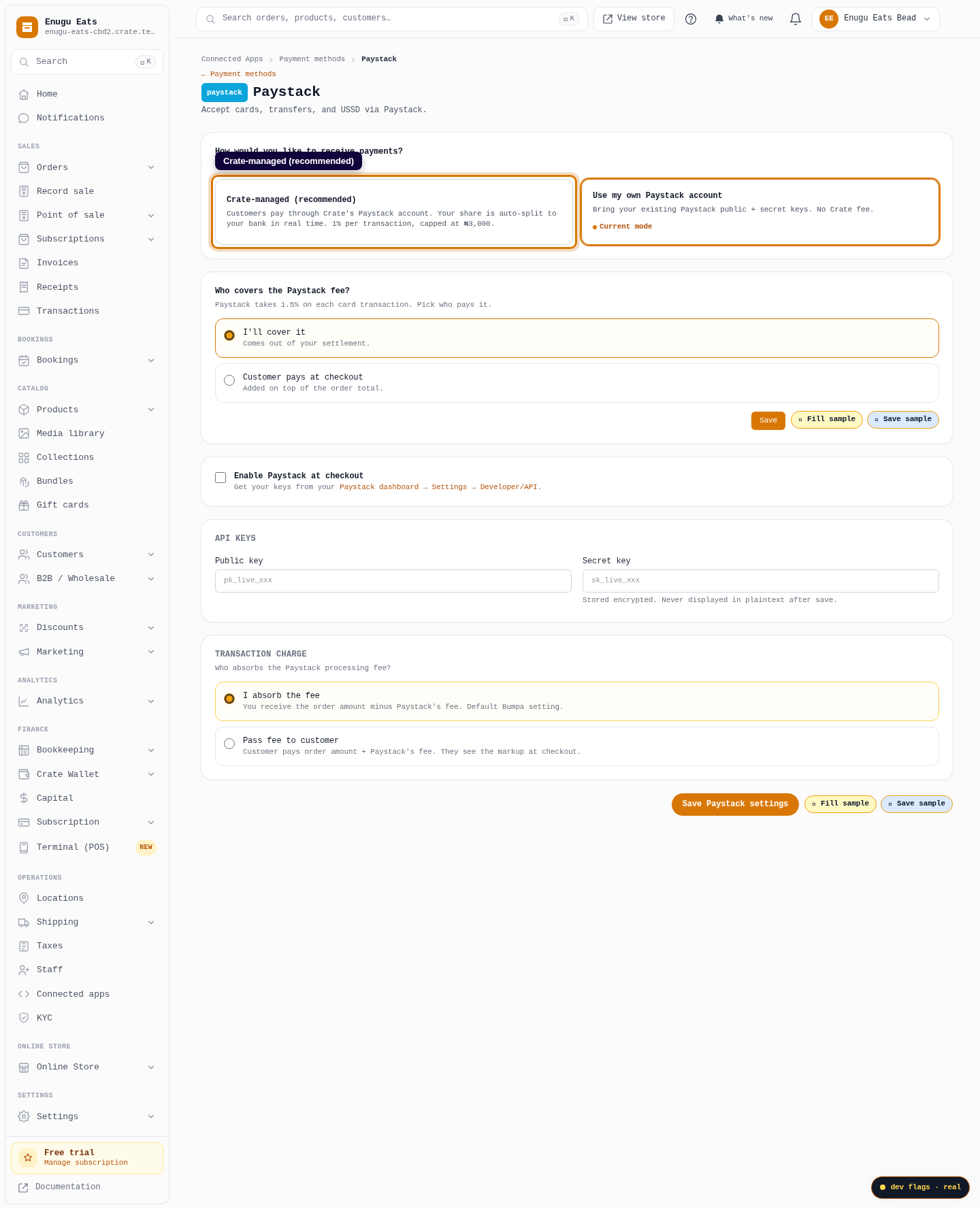 Set up Paystack: step 2 (web)