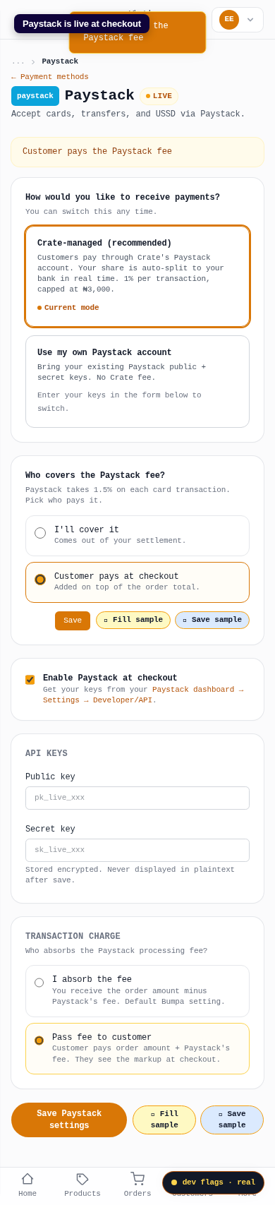 Set up Paystack: step 4 (mobile)