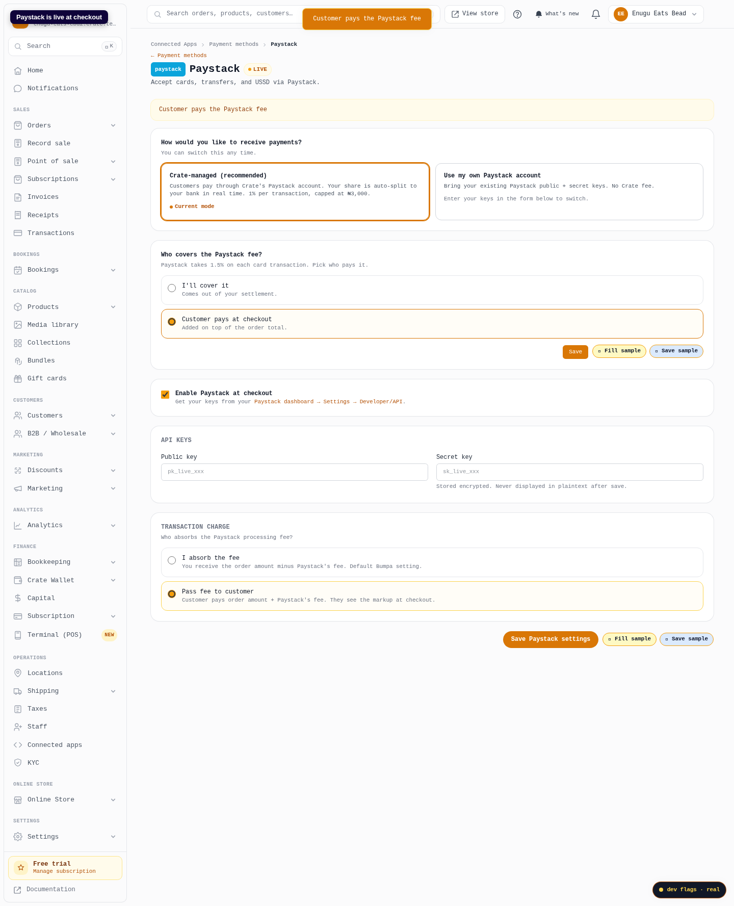 Set up Paystack: step 4 (web)