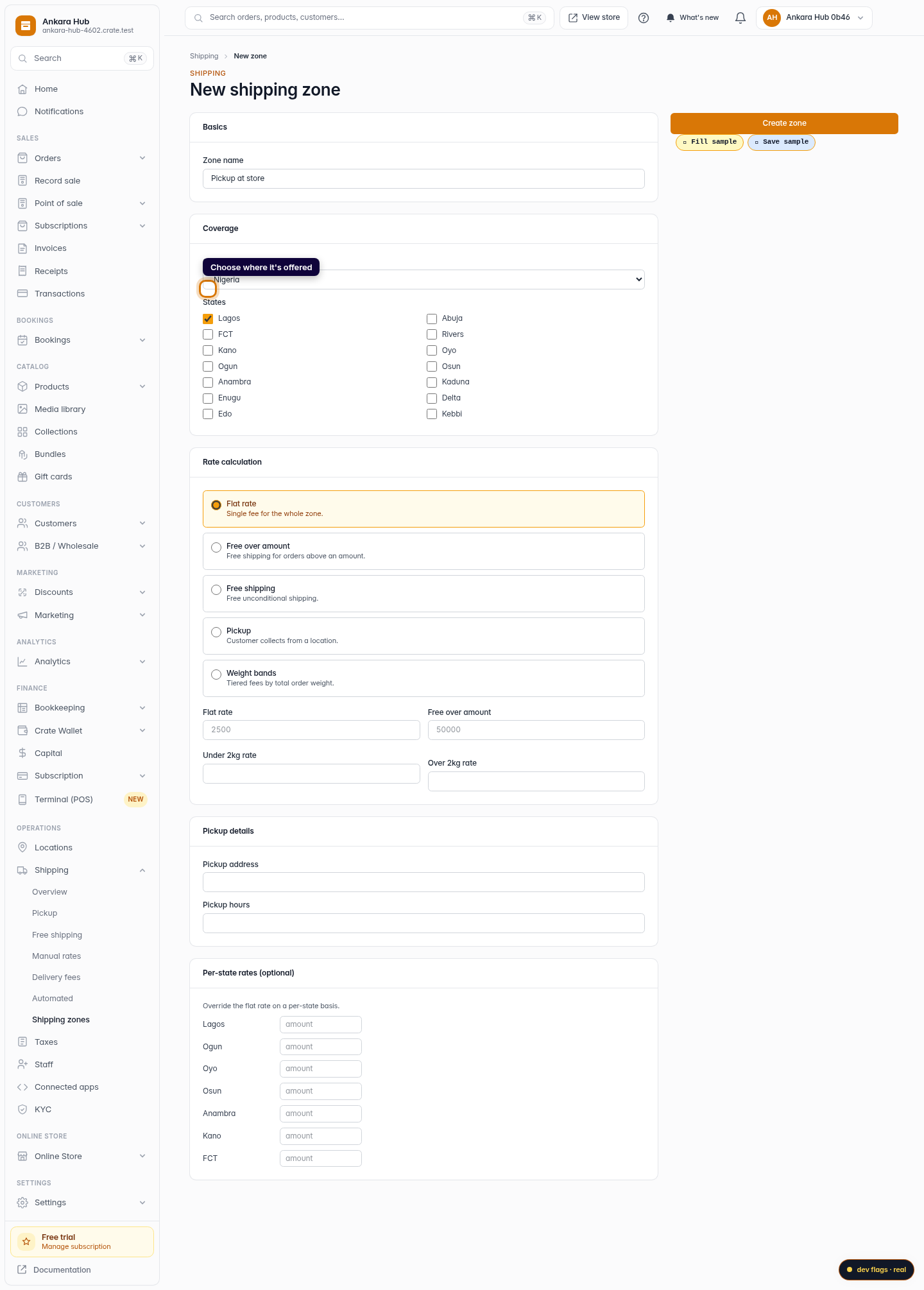 Set up a pickup option: step 3 (web)