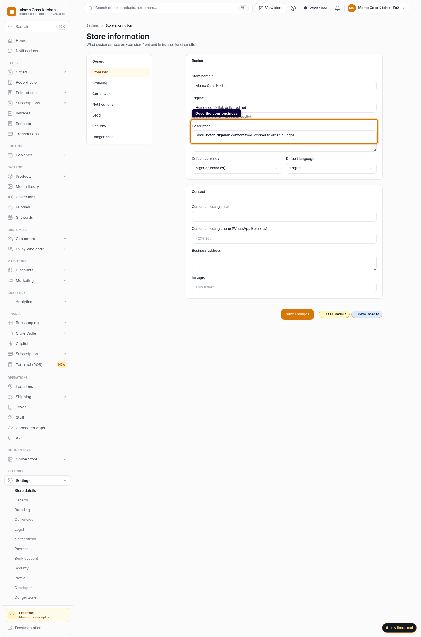 Set up your store information: step 3 (web)