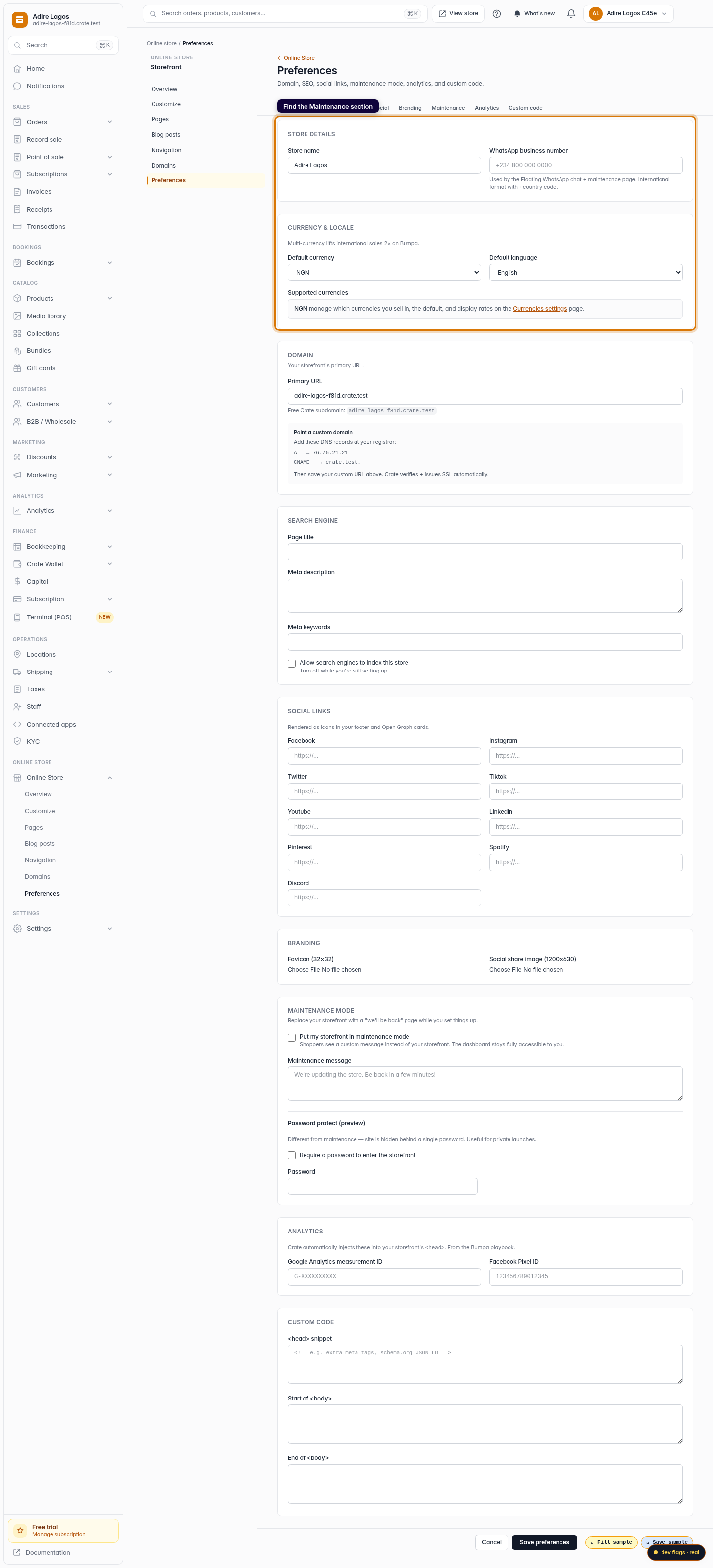 Put your storefront in maintenance mode: step 2 (web)