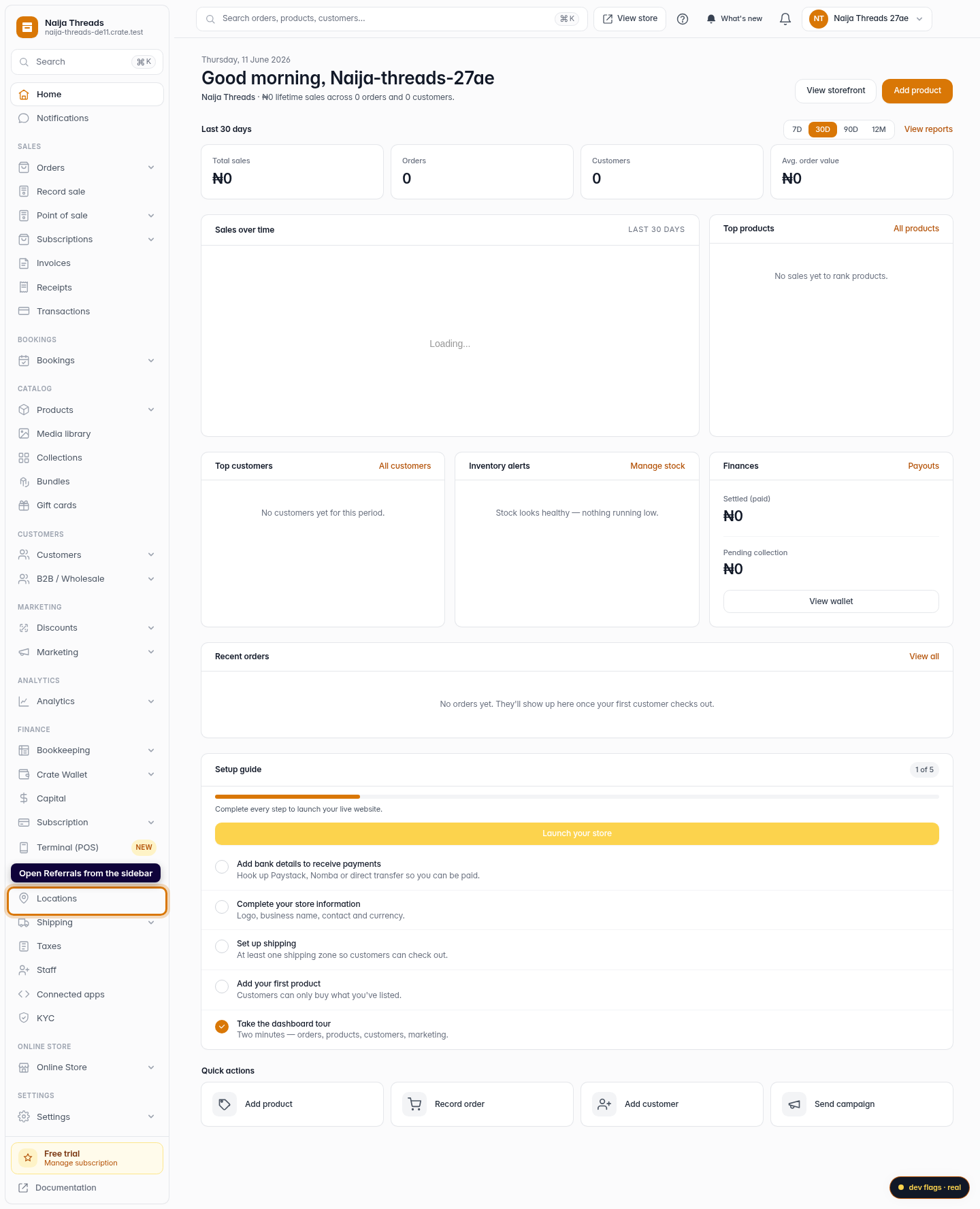 The Crate referral program: step 1 (web)