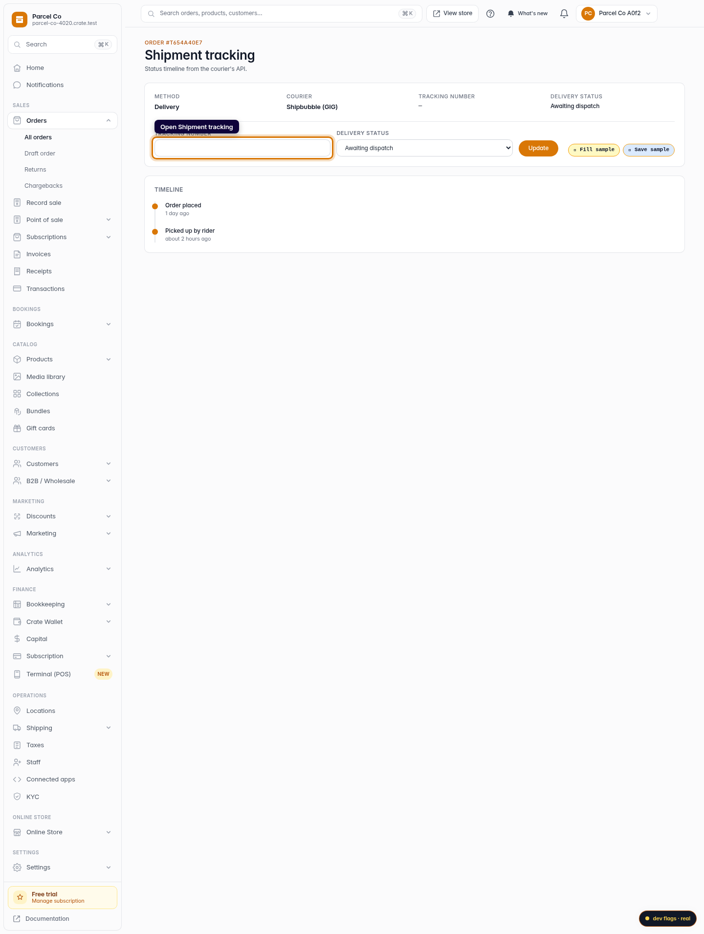 Track a shipment: step 2 (web)